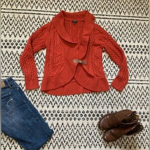Talbots Rust Cable Knit Cardigan 🌿